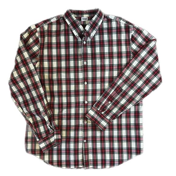 Vintage Toss Christmas Plaid Button Up Shirt, Custom T-Shirt Back. Custom made, - Picture 1 of 10